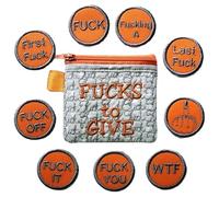 Big Bag of Fucks to Give Zipper Pouch - Fucks to Give Gag Gift, 9/17pcs Embroidery Fucks to Give Coins, Jar of Fucks to Give, Stress Relief Gadgets Funny Gifts for Friends Coworkers (Orange-9PCS)