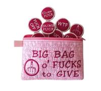 Big Bag of Fucks to Give Zipper Pouch, Funny Fucks Bag with 18 Different Fucks, Funny Fuck Gag Gift, Novelty Gifts for Friends Boss Coworkers Employee(Pink)