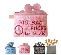Big Bag of Fucks to Give Zipper Pouch, Sarcastic Funny Embroidery Pocket Token Gifts, DIY Fucks to Give Decor Accessories, Novelty Words Gag Prank Gifts for Fridens Coworker (Pink)
