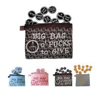Big Bag of Fucks to Give Zipper Pouch, Sarcastic Funny Embroidery Pocket Token Gifts, DIY Fucks to Give Decor Accessories, Novelty Words Gag Prank Gifts for Fridens Coworker (Brown)