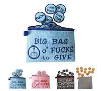 Big Bag of Fucks to Give Zipper Pouch, Sarcastic Funny Embroidery Pocket Token Gifts, DIY Fucks to Give Decor Accessories, Novelty Words Gag Prank Gifts for Fridens Coworker (Blue)