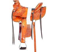 BIG BAG THEORY Premium Leather Horse Wade Tree Western Leather Ranch Roping Work Horse Saddle Leather Saddle Work in Size 15 inches.