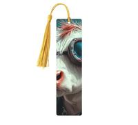 Big-Bared Cow Unique Double-Sided Artwork Printed Wooden Bookmarks, Artistic Book Accessories Birthday Presents for Men Women Presents for Book Lovers
