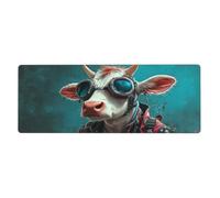 Big-Bared Cowfloral Print Mousepad Laptop Keyboard Mat Large Mouse Pad With Stitched Edges Long Non-Slip Rubber Base Spring Desk Pad For Office Home Desk Decor, 31.5" X 11.8"