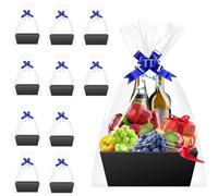 Big Baskets for Gifts Empty,10 Pack Black Basket Cardboard To Fill Bulk for Holiday, Birthday, Christmas, Valentines Day and Any Occasion