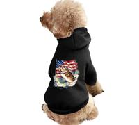 Big Bass Fishes U.S. Flag Dog Hoodie Shirts Pet Clothes for Small Puppy Cat Costume XS