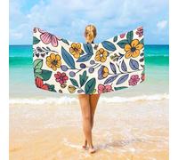 Big Bath Sheet In Doodle Style With Flowers And Leaves Bath Towels Spa | 80x130Cm Soft Bath-sheets Skin Friendly Body Wrap Hotel Adults