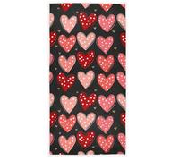 Big Bath Sheet Pink Dots Hearts Love-1 Bathroom Towel Adults 80x130Cm