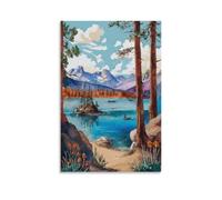 Big Bear Lake Poster 24x36inch(60x90cm) Vintage Watercolor Canvas Art