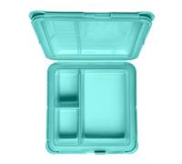Big Bee, Little Bee - SoftShell Luncher Reusable Silicone Food Storage Container with Connected Clamshell Lid, Bento Style, Easy to Clean, Snaps Closed, Microwave, Freezer & Dishwasher Safe (Aqua)