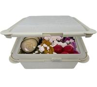 Big Bee, Little Bee - SoftShell XL Reusable Silicone Food Storage Container with Attached Clamshell Lid, Easy Cleaning, Snaps Closed, Microwave, Freezer & Dishwasher Safe (Stone)