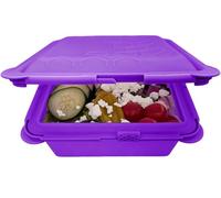 Big Bee, Little Bee - SoftShell XL Reusable Silicone Food Storage Container with Attached Clamshell Lid, Easy Cleaning, Snaps Closed, Microwave, Freezer & Dishwasher Safe (Grape)