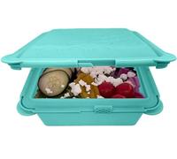 Big Bee, Little Bee - SoftShell XL Reusable Silicone Food Storage Container with Connected Clamshell Lid, Easy to Clean, Snaps Closed, Microwave, Freezer & Dishwasher Safe (Aqua)