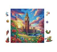 Big Ben 100 Pieces Set Classic Jigsaw Puzzle Couple Puzzle Partners Mind Relaxation Wall Decor Easter New Year Recycled Cardboard Material 28x28cm
