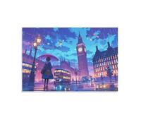 Big Ben 3D Modern Canvas Wall Art Abstract London Scenery Pictures Printing Poster Canvas Paintings Wall Decor for Bedroom Living Room Bathroom Office Ready to Hang 16x24inch(40x60cm)