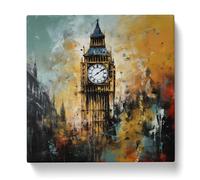 Big Ben Abstract Expressionism No.1 Canvas Print for Living Room Bedroom Home Office Décor, Wall Art Picture Ready to Hang, 20x20 Inch (50x50 cm)