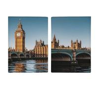 Big Ben And Houses of Parliament Riverside Passport Holder Ultra Slim PU Leather Travel Document Organizer Compact Premium International US Passport Protector Cover for Women Men