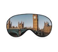 Big Ben and Houses of Parliament Riverside Sleep Mask Light Blocking Eye Cover Polyester Eye Mask with Elastic Strap Blindfold for Side Sleeper Sleeping Masks Face Hugging for Women Men Travel