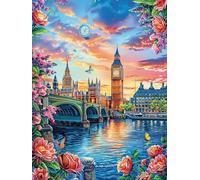 Big Ben And London Skyline at Sunset 500 Pieces Set Classic Jigsaw Puzzle Science Fiction Magical Dream Teen Fans 14-18 Yrs Logic Skill Leisure Adventure Valentines Gift Smooth Wooden Cardboard 500