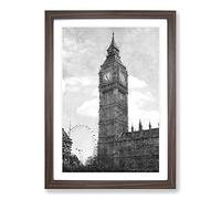 Big Ben and The London Eye Vol.1 Painting Framed Print | A2 Walnut Framed Wall Art | Ready to Hang | Modern Historical Picture | Living Room Bedroom Lounge Office