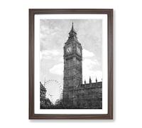 Big Ben And The London Eye Vol.1 Painting Modern Framed Print | A2 Walnut Framed Wall Art | Ready to Hang | Modern Historical Picture | Living Room Bedroom Lounge Office
