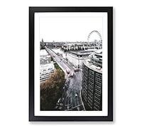 Big Ben and The London Eye Vol.2 Painting Framed Print | A2 Black Framed Wall Art | Ready to Hang | Modern Historical Picture | Living Room Bedroom Lounge Office