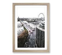 Big Ben and The London Eye Vol.2 Painting Framed Print | A2 Oak Framed Wall Art | Ready to Hang | Modern Historical Picture | Living Room Bedroom Lounge Office