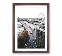 Big Ben and The London Eye Vol.2 Painting Framed Print | A2 Walnut Framed Wall Art | Ready to Hang | Modern Historical Picture | Living Room Bedroom Lounge Office