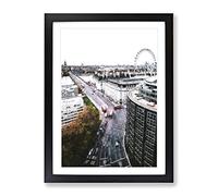 Big Ben And The London Eye Vol.2 Painting Modern Framed Print | A2 Black Framed Wall Art | Ready to Hang | Modern Historical Picture | Living Room Bedroom Lounge Office