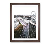 Big Ben And The London Eye Vol.2 Painting Modern Framed Wall Art Print, Ready to Hang Picture for Living Room Bedroom Home Office Décor, Walnut A4 (34 x 25 cm)