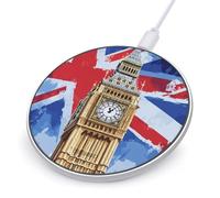 Big Ben British Flag Funny Charger Pad with USB Cable | 10W Max Fast Charging Stand Fit for Most Cell Phone (No AC Adapter)