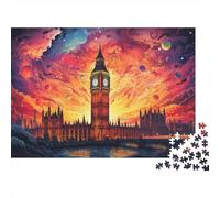 Big Ben Colourful Sky 1000 Piece Jigsaw Puzzle Paper for Adults Night View Puzzle Game for Family 38x26cm/1000pcs