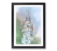 Big Ben Design in Abstract Framed Print | A2 Black Framed Wall Art | Ready to Hang | Abstract Fantasy Picture | Living Room Bedroom Lounge Office