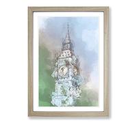 Big Ben Design in Abstract Framed Print | A2 Oak Framed Wall Art | Ready to Hang | Abstract Fantasy Picture | Living Room Bedroom Lounge Office