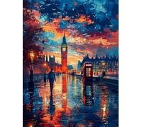 Big Ben DIY 5D Diamond Art 90x120cm, Night View Diamond Painting Kits, Square Full Drill Crystal Art Kits for Adults Beginners, DIY Cross Stitch Embroidery Crafts Pictures, for Home Wall Decor, I-2396