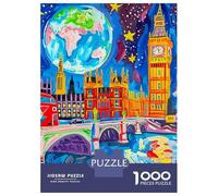 Big Ben Earth View 1000 Piece Jigsaw Puzzle Jigsaw Puzzle for Adults Night Sky Puzzle Game for Family Relaxing Gift 38x26cm/1000pcs