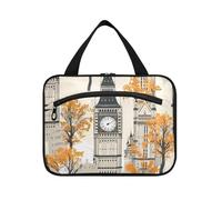 Big Ben Grey Yellow Hanging Womens Toiletry Travel Bag with Hook, Designer Unisex Bag with compartments for Accessories for Women Work maletín para maquillaje