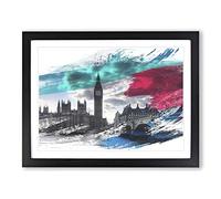 Big Ben Houses of Parliament London No.4 V2 Modern Framed Print | A2 Black Framed Wall Art | Ready to Hang | Modern Cityscape Picture | Living Room Bedroom Lounge Office