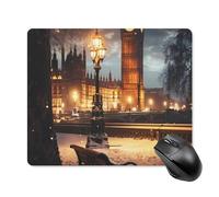 Big Ben in Christmas London England UK Mouse Pad Portable Mousepad Square Computer Mouse Mat with Non-Slip Rubber Base 18 * 22cm