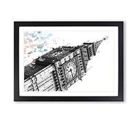Big Ben in London in Abstract Framed Print | A2 Black Framed Wall Art | Ready to Hang | Abstract Fantasy Picture | Living Room Bedroom Lounge Office