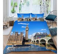 Big Ben in London Single Duvet Cover Set Cityscapes Bedding 3D Soft Comfort Microfiber Quilt Cover 135x200 cm with Zipper Closure and 2 Pillowcases for Kids Teenager Adults U.2827