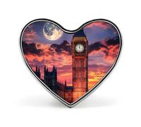 Big Ben in London United Kingdom Printed Heart Brooches Colorful Fashion Pins Badge for Backpacks Shirts Scarf