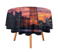 Big Ben in London United Kingdom Round Tablecloth Waterproof Circle Tablecloths Dining Table Cover For Home Party Decor 70x70in