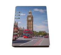 Big Ben London City Leather A5 Binder Notebook Refillable Travel Journal with 90 Sheets Personal Planner for Women Men