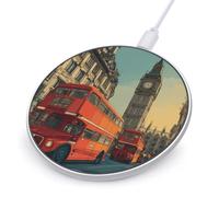 Big Ben London City Printed Wireless Charger | Round Light Fast Phone Charging Pad with USB Cable