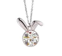 Big Ben London England Art Deco Fashion Rabbit Necklace Pendant Bunny Animal Jewelry Gift