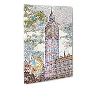 Big Ben London Eye Modern Bg Canvas Print | Gallery Wrapped 30mm Frame Wall Art | 20x14 inches | Ready to Hang | Modern Picture | Living Room Bedroom Lounge Office