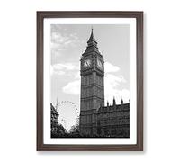 Big Ben London Eye Modern Framed Print | A2 Walnut Framed Wall Art | Ready to Hang | Modern Nature Picture | Living Room Bedroom Lounge Office