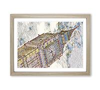 Big Ben London No.2 Modern BG Framed Print | A3 Oak Framed Wall Art | Ready to Hang | Modern Nature Picture | Living Room Bedroom Lounge Office