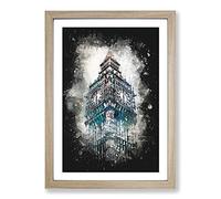 Big Ben London Paint Splash Framed Print | A2 Oak Framed Wall Art | Ready to Hang | Modern Nature Picture | Living Room Bedroom Lounge Office